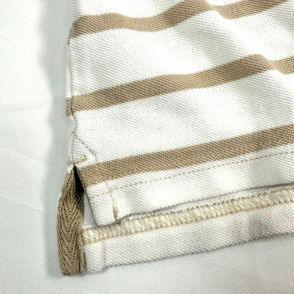 GAP KIDS Boys Striped Polo Shirt Size M 8-9 Khaki Cream Short Sleeve Classic‎
